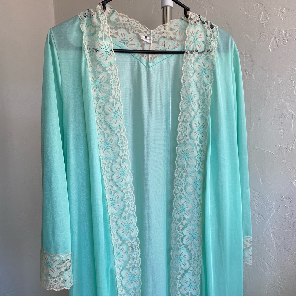 Full length turquoise robe